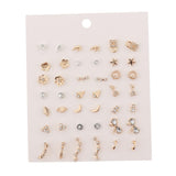 Max 21 Pairs Fashion Korean Stud Earrings Set Round Beads Stainless Steel Jewel