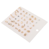 Max 21 Pairs Fashion Korean Stud Earrings Set Round Beads Stainless Steel Jewel