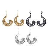 Maxbell Bohemian Swirl Spiral Moon Dangle Earrings Wedding Jewelry Antique Gold