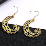 Maxbell Bohemian Swirl Spiral Moon Dangle Earrings Wedding Jewelry Antique Gold