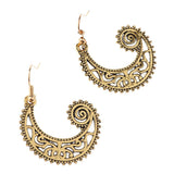 Maxbell Bohemian Swirl Spiral Moon Dangle Earrings Wedding Jewelry Antique Gold