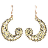 Maxbell Bohemian Swirl Spiral Moon Dangle Earrings Wedding Jewelry Antique Gold