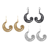 Maxbell Bohemian Swirl Spiral Moon Dangle Earrings Wedding Jewelry Antique Gold