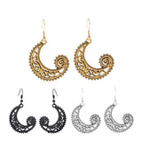 Maxbell Bohemian Swirl Spiral Moon Dangle Earrings Wedding Jewelry Antique Gold