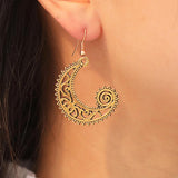 Maxbell Bohemian Swirl Spiral Moon Dangle Earrings Wedding Jewelry Antique Gold