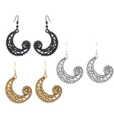 Maxbell Bohemian Swirl Spiral Moon Dangle Earrings Wedding Jewelry Antique Gold