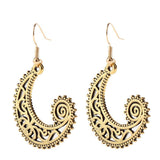 Maxbell Bohemian Swirl Spiral Moon Dangle Earrings Wedding Jewelry Antique Gold