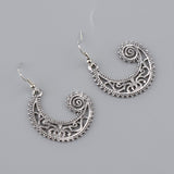 Maxbell Bohemian Swirl Spiral Moon Dangle Earrings Wedding Jewelry Antique Silver