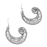 Maxbell Bohemian Swirl Spiral Moon Dangle Earrings Wedding Jewelry Antique Silver