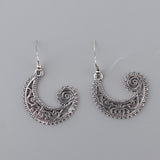 Maxbell Bohemian Swirl Spiral Moon Dangle Earrings Wedding Jewelry Antique Silver