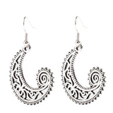 Maxbell Bohemian Swirl Spiral Moon Dangle Earrings Wedding Jewelry Antique Silver