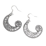 Maxbell Bohemian Swirl Spiral Moon Dangle Earrings Wedding Jewelry Antique Silver