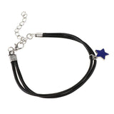 Maxbell Braided Rope Cord Men Women PU Leather Wristband with Star Charms Blue
