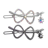 Women Girls Crystal Rhinestone Butterfly Knot Hair Clip Slide Hairpin Silver