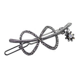 Women Girls Crystal Rhinestone Butterfly Knot Hair Clip Slide Hairpin Black