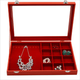 Maxbell Red Jewelry Display Tray with Slots Lids Inserts for Necklace Jewelry   9