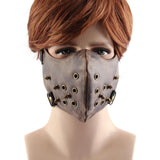 Max Retro Half Face Mouth Mask PU Leather Punk Style with Rivets Outside Sports