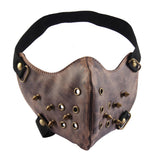 Max Retro Half Face Mouth Mask PU Leather Punk Style with Rivets Outside Sports