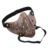 Max Retro Half Face Mouth Mask PU Leather Punk Style with Rivets Outside Sports