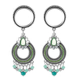 Max 316L Stainless Steel  Ear Tunnels Gauge Crystal Beads Dangle Ear Plugs 10mm