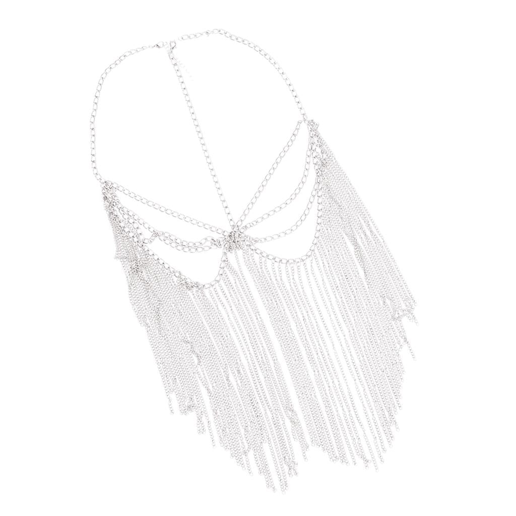Max Punk Tassel Chain Head Jewelry Headband Headpiece Face Mask Silver