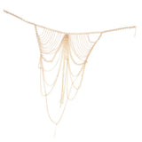 Max Women metal alloy tassel bikini body chain Golden