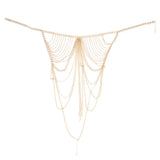 Max Women metal alloy tassel bikini body chain Golden