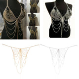 Max Women metal alloy tassel bikini body chain Golden