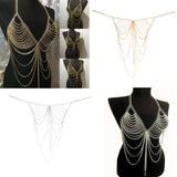 Max Women metal alloy tassel bikini body chain Golden