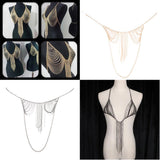Max Women metal alloy tassel bikini body chain Gold