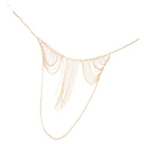 Max Women metal alloy tassel bikini body chain Gold
