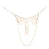 Max Women metal alloy tassel bikini body chain Gold