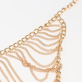 Max Women metal alloy tassel bikini body chain Gold
