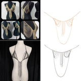 Max Women metal alloy tassel bikini body chain Gold