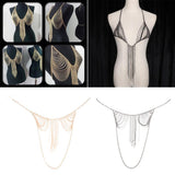 Max Women metal alloy tassel bikini body chain Gold