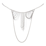 Max Women metal alloy tassel bikini body chain Silver