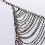 Max Women metal alloy tassel bikini body chain Silver