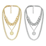 Max Exaggerated Sweater Chain Necklace Chunky Cuban Link Chain with Pendant Gold