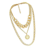 Max Exaggerated Sweater Chain Necklace Chunky Cuban Link Chain with Pendant Gold