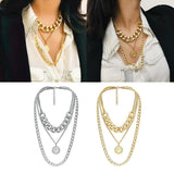 Max Exaggerated Sweater Chain Necklace Chunky Cuban Link Chain with Pendant Gold