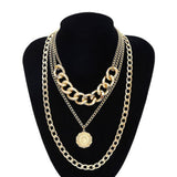 Max Exaggerated Sweater Chain Necklace Chunky Cuban Link Chain with Pendant Gold