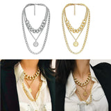 Max Exaggerated Sweater Chain Necklace Chunky Cuban Link Chain with Pendant Gold