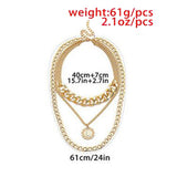 Max Exaggerated Sweater Chain Necklace Chunky Cuban Link Chain with Pendant Gold