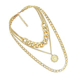 Max Exaggerated Sweater Chain Necklace Chunky Cuban Link Chain with Pendant Gold