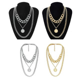 Max Exaggerated Sweater Chain Necklace Chunky Cuban Link Chain with Pendant Gold