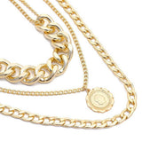 Max Exaggerated Sweater Chain Necklace Chunky Cuban Link Chain with Pendant Gold