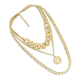 Max Exaggerated Sweater Chain Necklace Chunky Cuban Link Chain with Pendant Gold