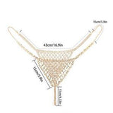 Max Crystal Rhinestone Chain Bikini Brief Underwear Fashion Body Jewelry Gold