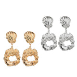 Max Irregular Round Drop Dangle Earrings Statement Punk Ear Studs Golden