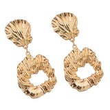 Max Irregular Round Drop Dangle Earrings Statement Punk Ear Studs Golden